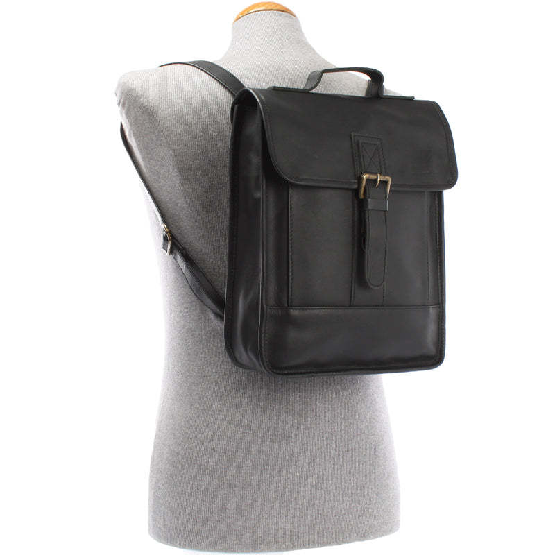 Leconi Freizeitrucksack Lederrucksack Cityrucksack Leder Schwarz LE1030