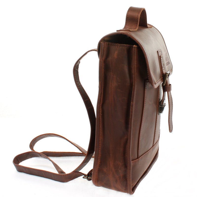 Leconi Freizeitrucksack Lederrucksack Cityrucksack Leder Braun LE1030