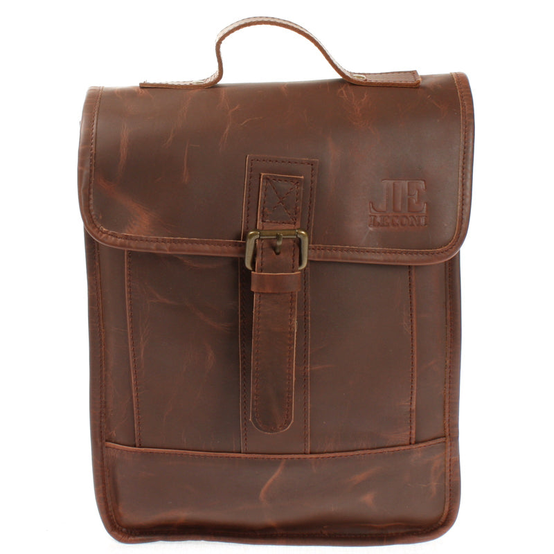 Leconi Freizeitrucksack Lederrucksack Cityrucksack Leder braun LE1030