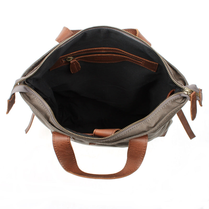 Leconi Freizeitrucksack Rucksack DIN A4 Canvas Leder Grau LE1021