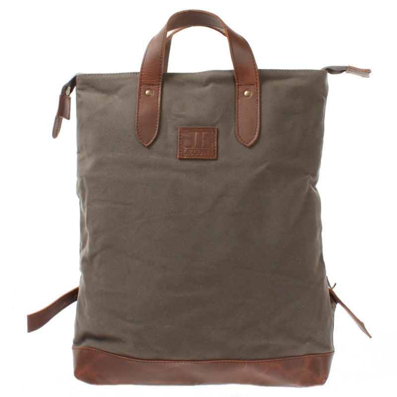 Leconi Freizeitrucksack Rucksack DIN A4 Canvas Leder grau LE1021