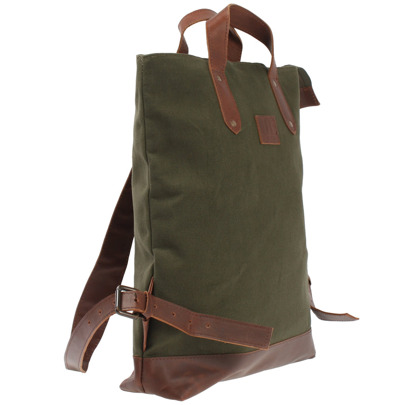 Leconi Freizeitrucksack Rucksack DIN A4 Canvas Leder Grün LE1021