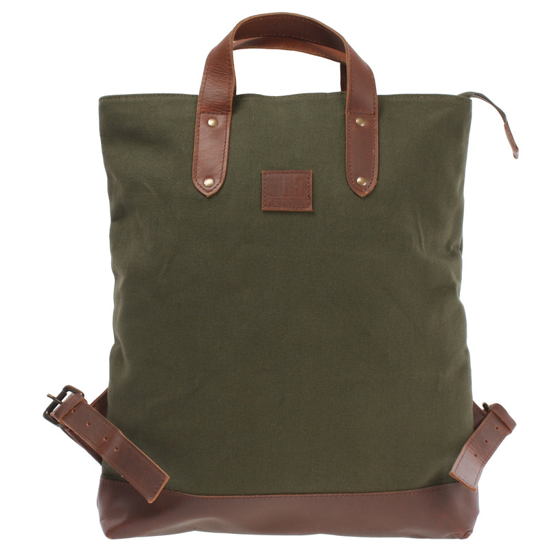 Leconi Freizeitrucksack Rucksack DIN A4 Canvas Leder grün LE1021 Leconi Freizeitrucksack Rucksack DIN A4 Canvas Leder grün LE1021