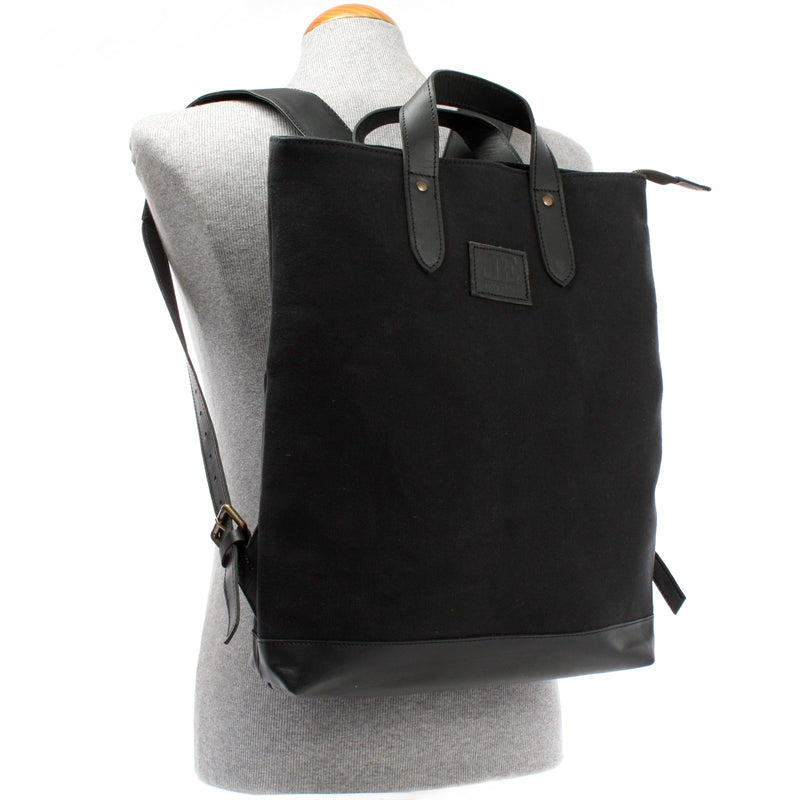 Leconi Freizeitrucksack Rucksack DIN A4 Canvas Leder Schwarz LE1021