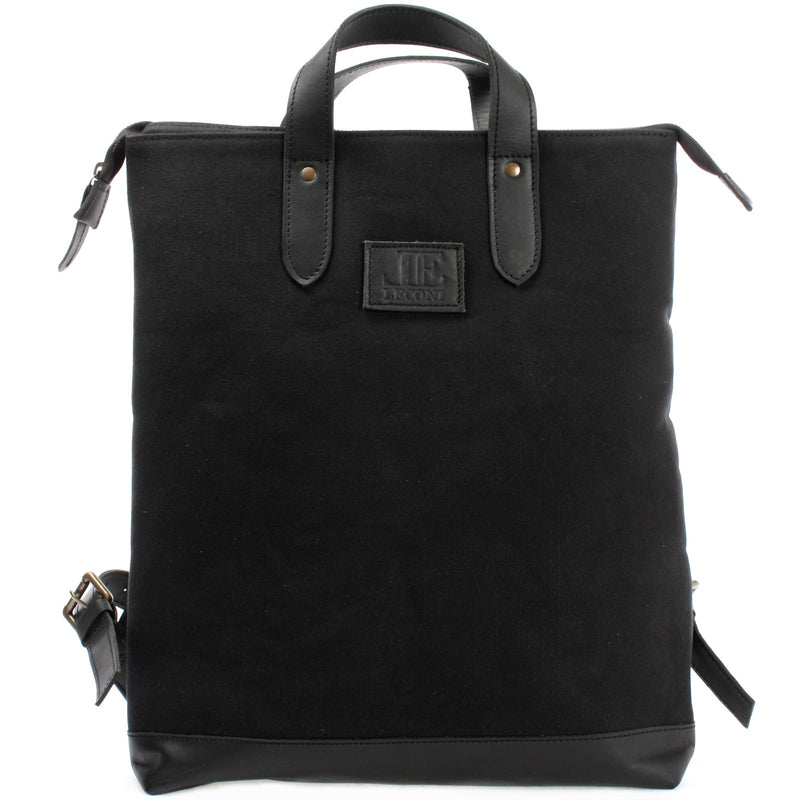 Leconi Freizeitrucksack Rucksack DIN A4 Canvas Leder schwarz LE1021