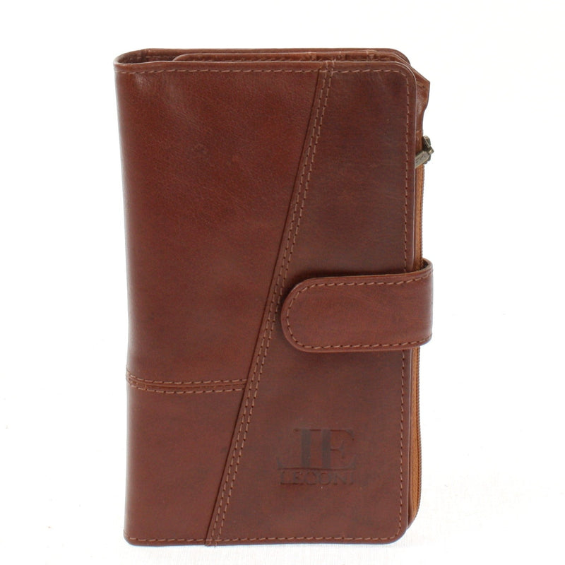 Leconi Geldbörse Damen Portemonnaie Leder braun LE9017