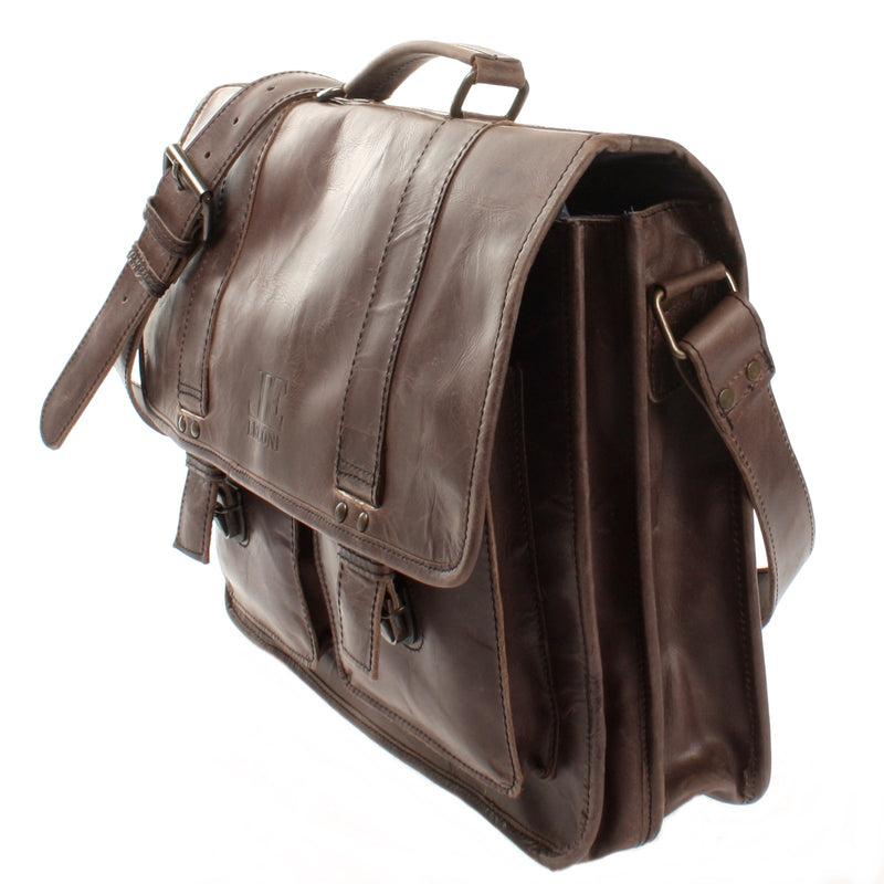 Leconi Große Aktentasche Arbeitstasche Leder Dunkeltaupe LE3030