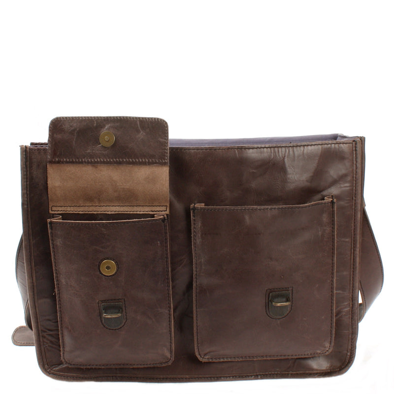 Leconi Große Aktentasche Arbeitstasche Leder Dunkeltaupe LE3030