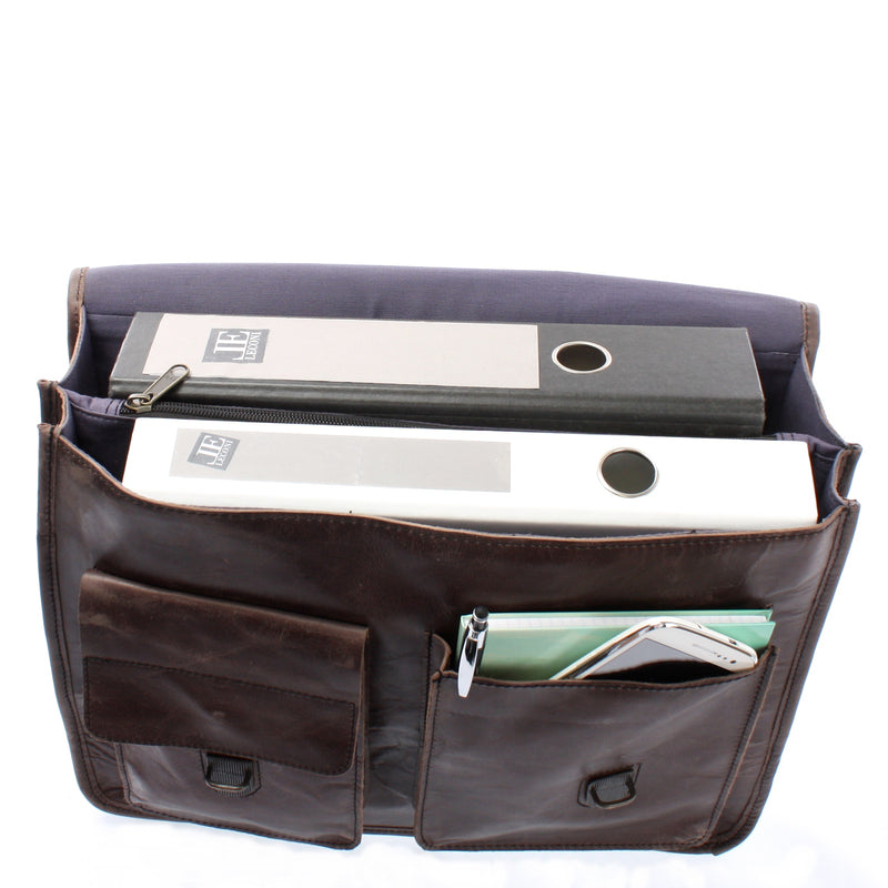 Leconi Große Aktentasche Arbeitstasche Leder Dunkeltaupe LE3030