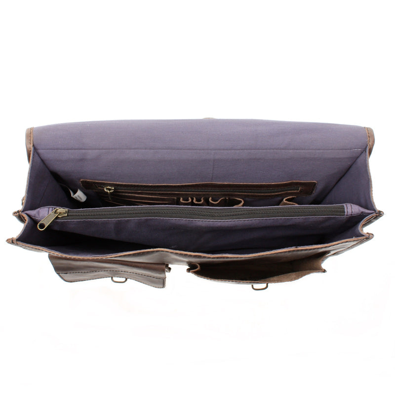 Leconi Große Aktentasche Arbeitstasche Leder Dunkeltaupe LE3030