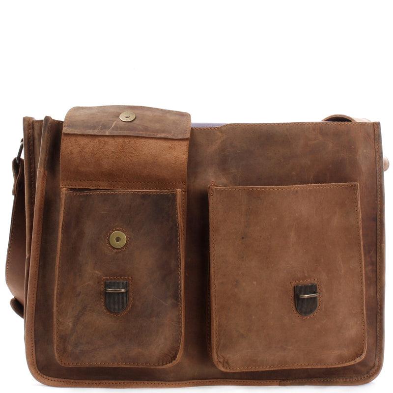 Leconi Große Aktentasche Lehrertasche Businesstasche Leder Vintage Braun LE3030