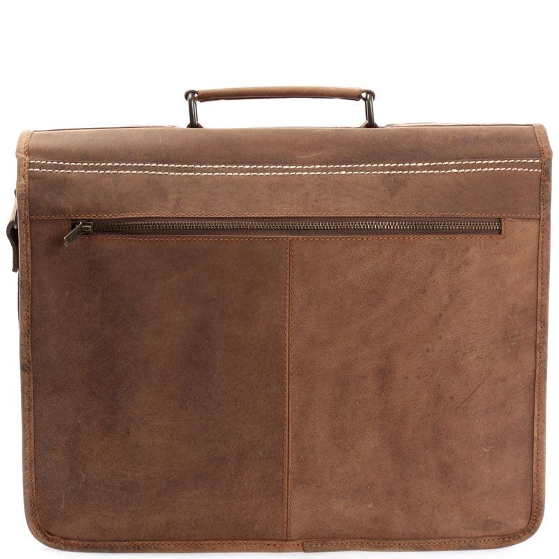 Leconi Große Aktentasche Lehrertasche DIN A4 Leder Braun LE3030