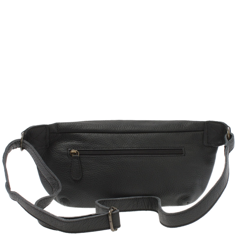 Leconi Große Bauchtasche Umhängetasche Crossbody Ledertasche Leder Schwarz LE3088