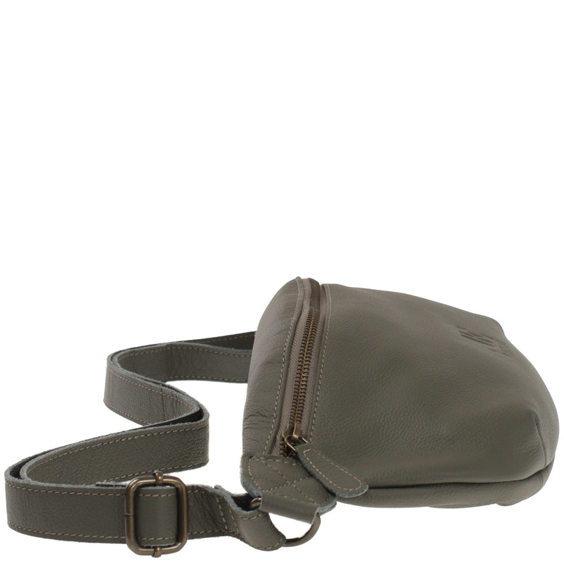 Leconi Große Bauchtasche Umhängetasche Crossbody Ledertasche Leder Oliv LE3088