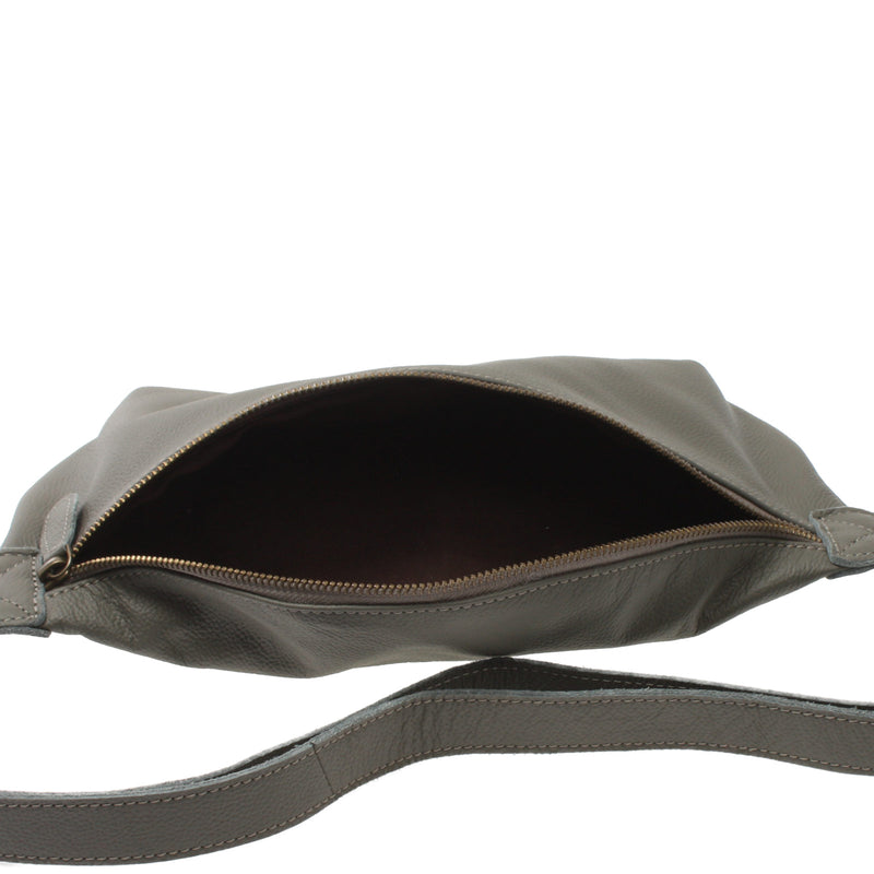 Leconi Große Bauchtasche Umhängetasche Crossbody Ledertasche Leder Oliv LE3088