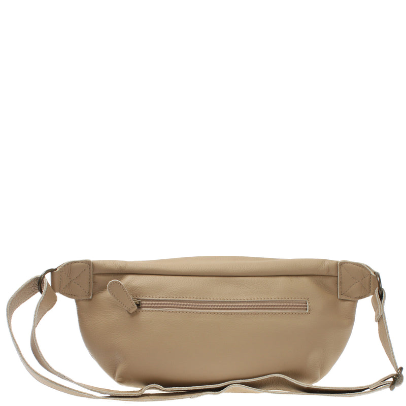 Leconi Große Bauchtasche Umhängetasche Crossbody Ledertasche Leder Sand LE3088