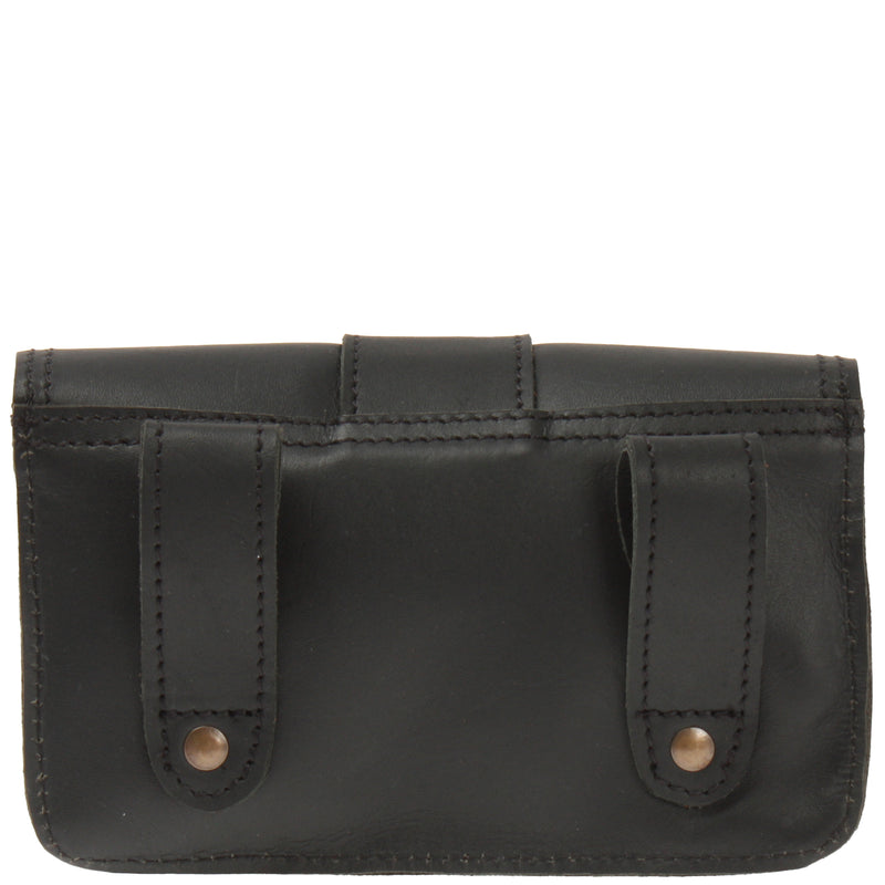 Leconi Große Gürteltasche Bauchtasche Hüfttasche Damen Herren Rindsleder Schwarz LE9030