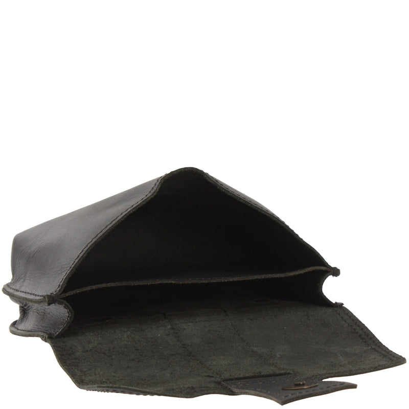 Leconi Große Gürteltasche Bauchtasche Hüfttasche Damen Herren Rindsleder Schwarz LE9030