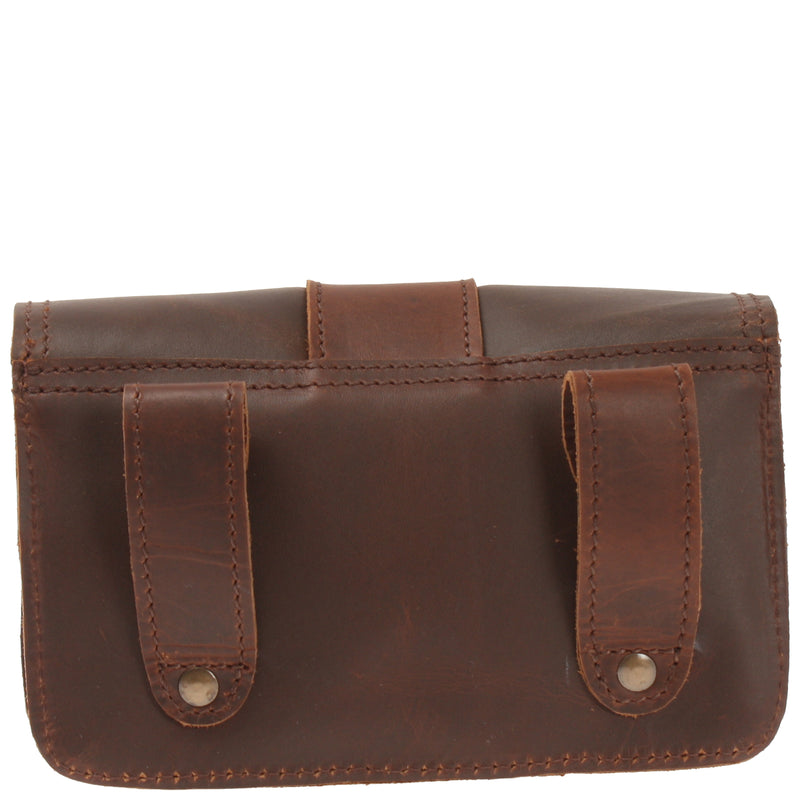 Leconi Große Gürteltasche Bauchtasche Hüfttasche Damen Herren Rindsleder Braun LE9030
