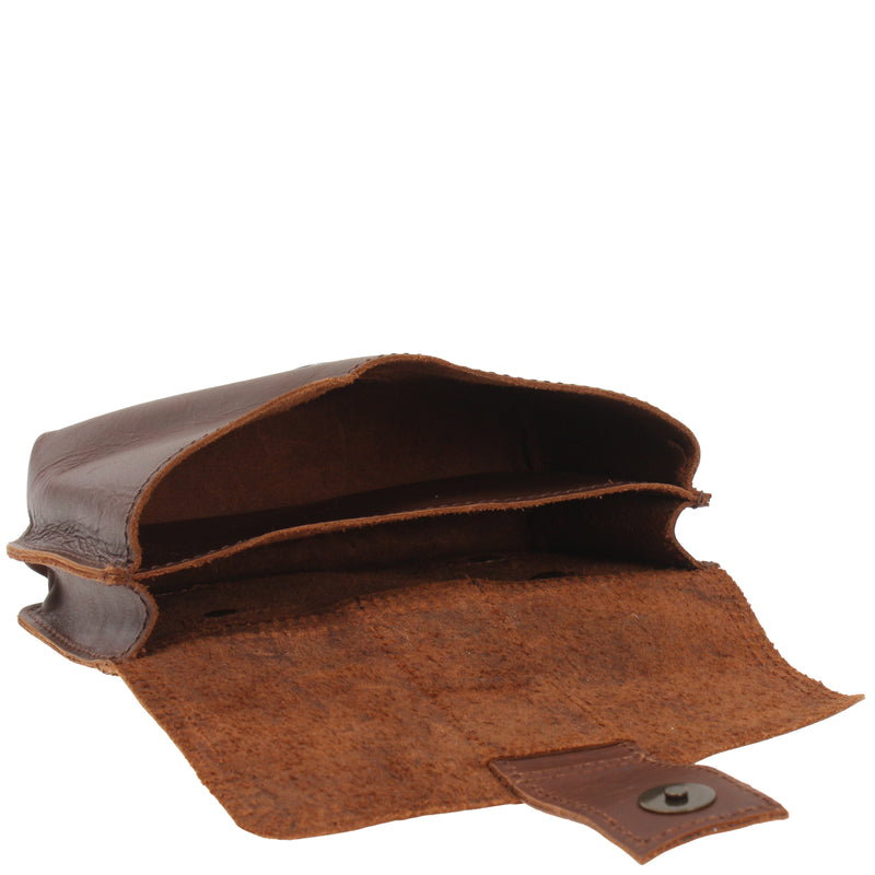 Leconi Große Gürteltasche Bauchtasche Hüfttasche Damen Herren Rindsleder Braun LE9030