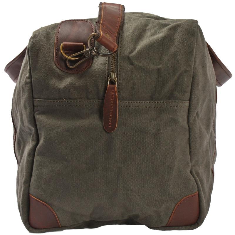 Leconi Große Reisetasche Weekender Handgepäck Canvas Leder Grün LE2020