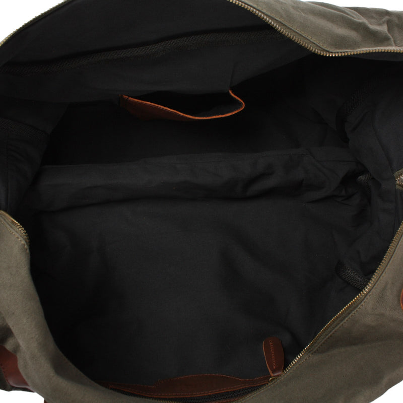 Leconi Große Reisetasche Weekender Handgepäck Canvas Leder Grün LE2020