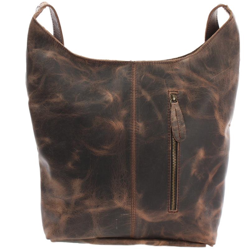 Leconi Große Umhängetasche Schultertasche Beuteltasche Damentasche Leder Schlamm LE0055