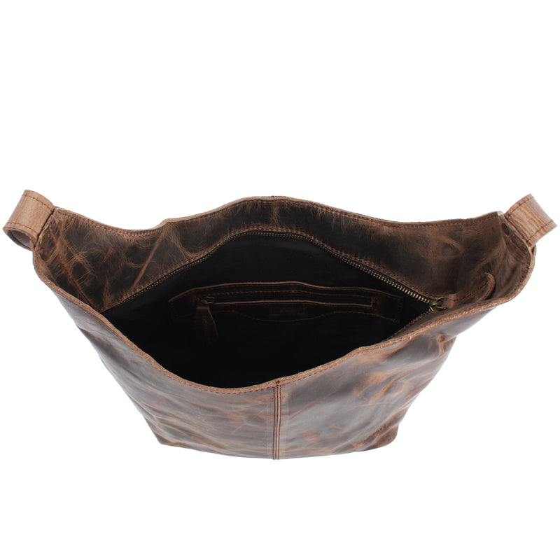 Leconi Große Umhängetasche Schultertasche Beuteltasche Damentasche Leder Schlamm LE0055