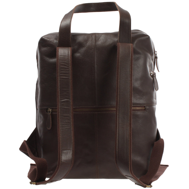 Leconi Großer Rucksack Lederrucksack Freizeitrucksack Damen Herren Leder Dunkelbraun LE1020