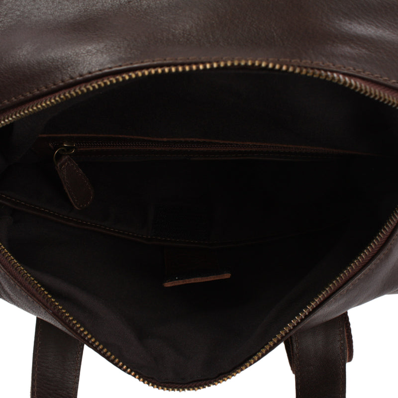 Leconi Großer Rucksack Lederrucksack Freizeitrucksack Damen Herren Leder Dunkelbraun LE1020