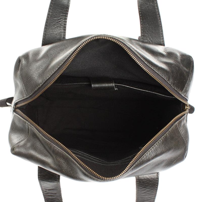 Leconi Großer Rucksack Lederrucksack Freizeitrucksack Damen Herren Leder Schwarz LE1020