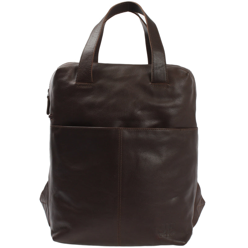 Leconi großer Rucksack Lederrucksack Freizeitrucksack Damen Herren Leder dunkelbraun LE1020