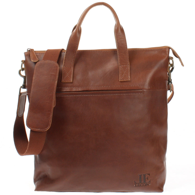 Leconi großer Shopper Henkeltasche Damentasche Leder braun LE0069