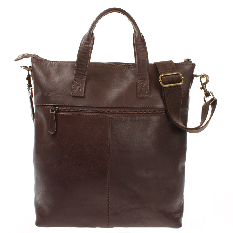 Leconi Großer Umhängetasche Henkeltasche Leder Dunkelbraun LE0069