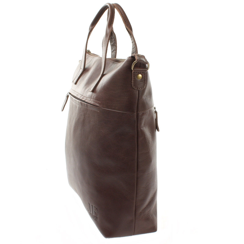 Leconi Großer Umhängetasche Henkeltasche Leder Dunkelbraun LE0069