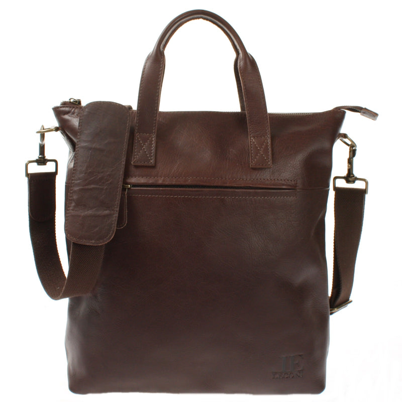 Leconi großer Umhängetasche Henkeltasche Leder dunkelbraun LE0069