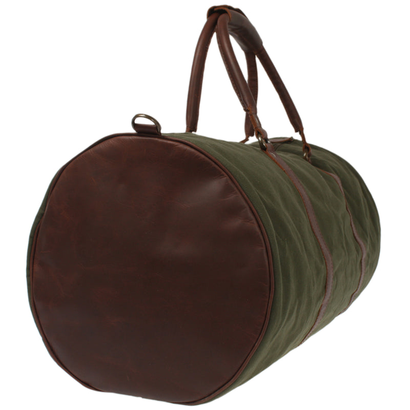 Leconi Großer Weekender Reisetasche Sporttasche Leder Canvas Grün LE2026