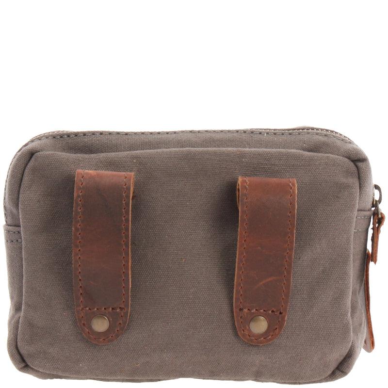 Leconi Gürteltasche Bauchtasche Canvas Rindsleder Grau LE3037