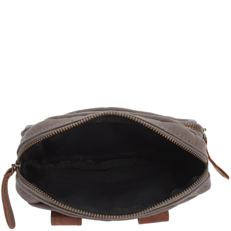 Leconi Gürteltasche Bauchtasche Canvas Rindsleder Grau LE3037