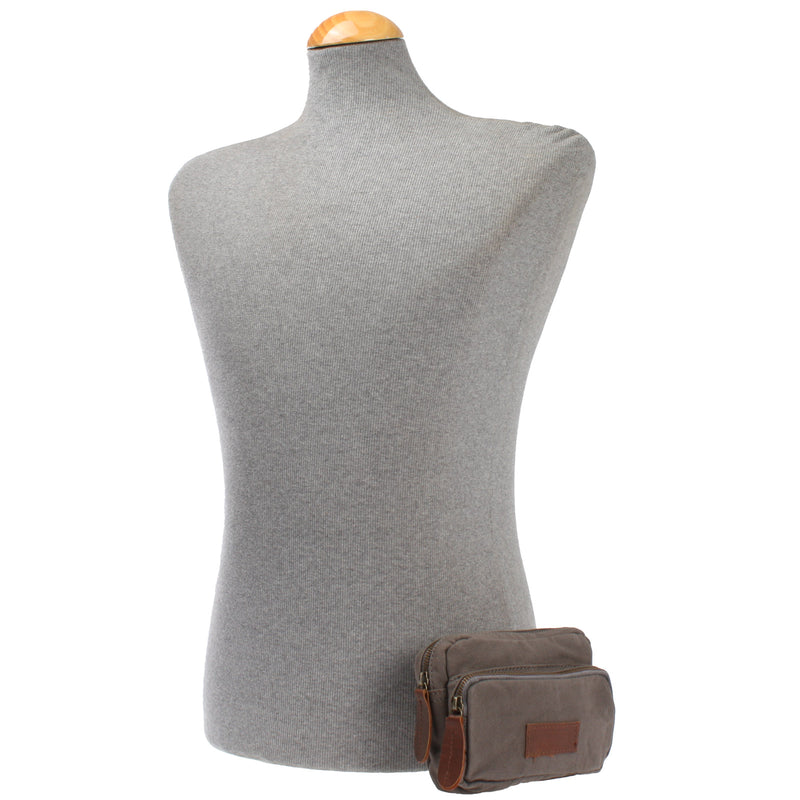 Leconi Gürteltasche Bauchtasche Canvas Rindsleder Grau LE3037