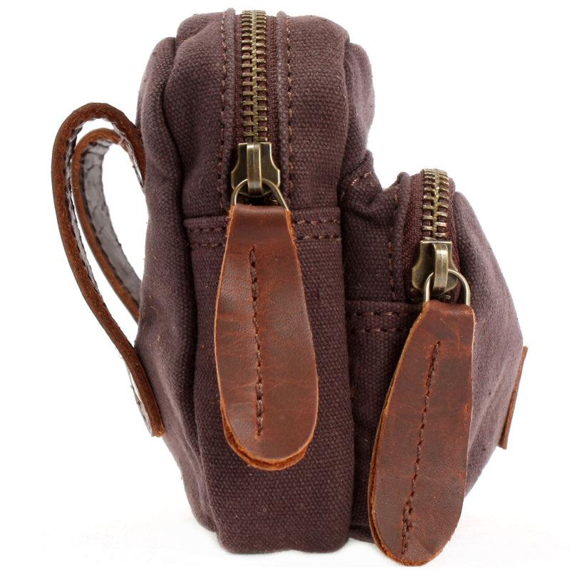 Leconi Gürteltasche Bauchtasche Canvas Rindsleder Mokka LE3037