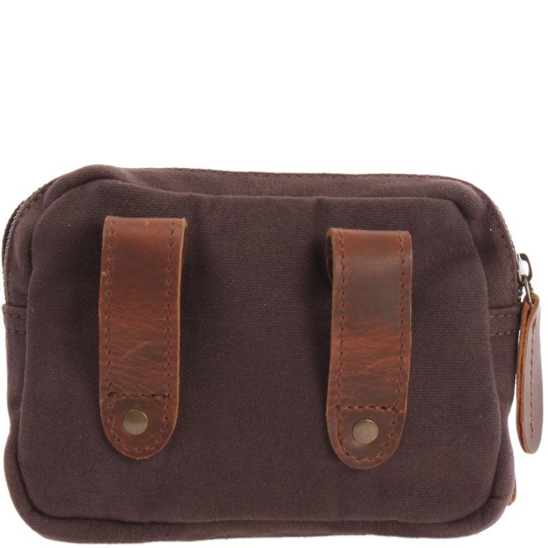 Leconi Gürteltasche Bauchtasche Canvas Rindsleder Mokka LE3037