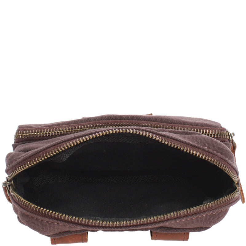 Leconi Gürteltasche Bauchtasche Canvas Rindsleder Mokka LE3037