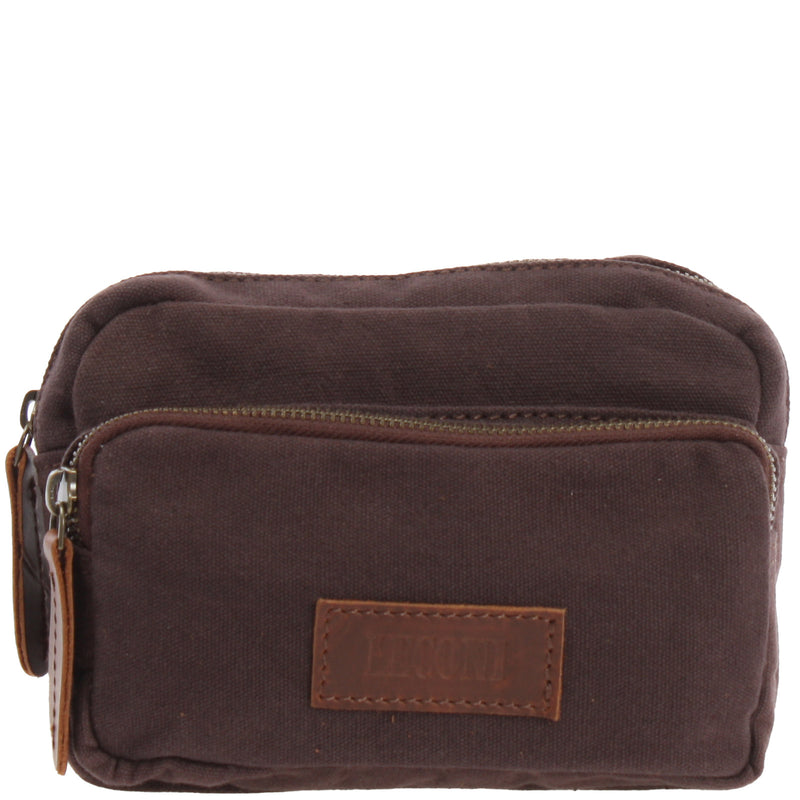 Leconi Gürteltasche Bauchtasche Canvas Rindsleder mokka LE3037 Leconi Gürteltasche Bauchtasche Canvas Rindsleder mokka LE3037