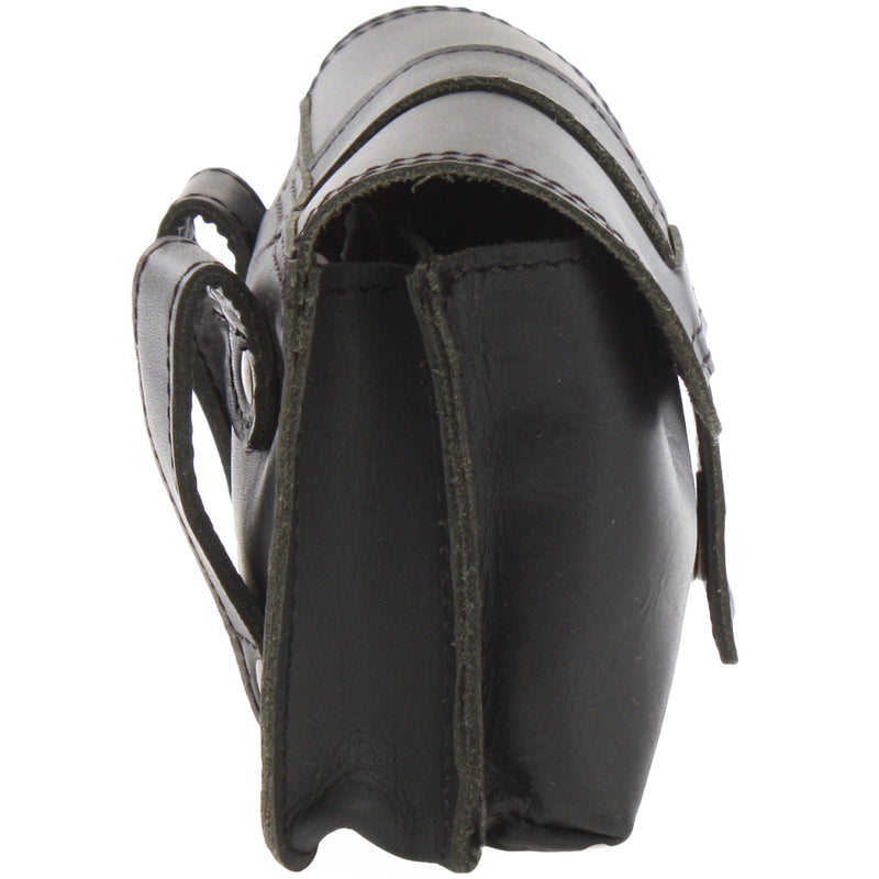 Leconi Gürteltasche Bauchtasche Hüfttasche Damen Herren Leder Schwarz LE9005