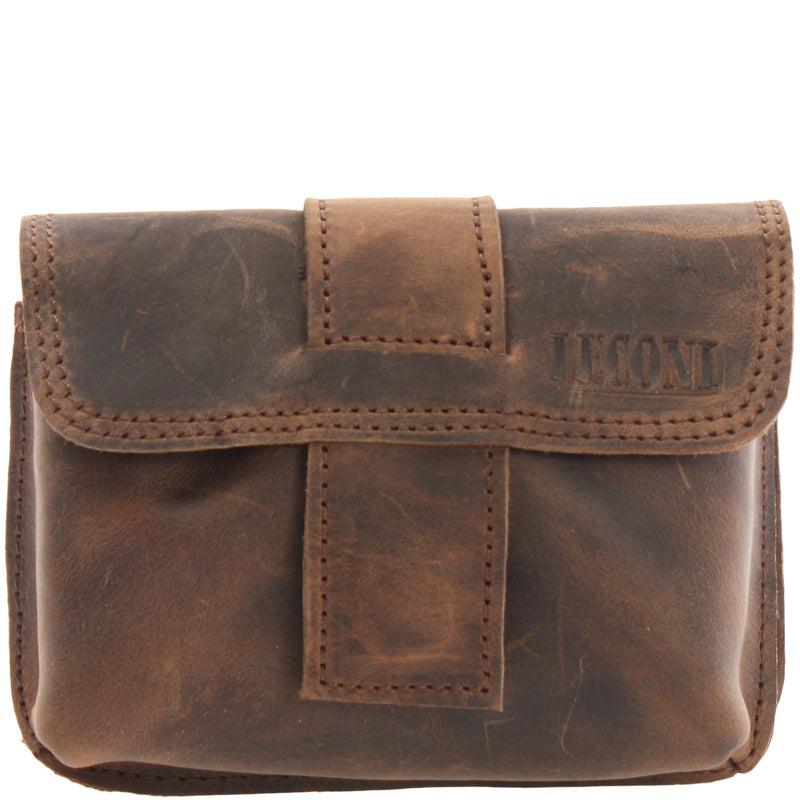 Leconi Gürteltasche Bauchtasche Hüfttasche Damen Herren Leder schlamm LE9005