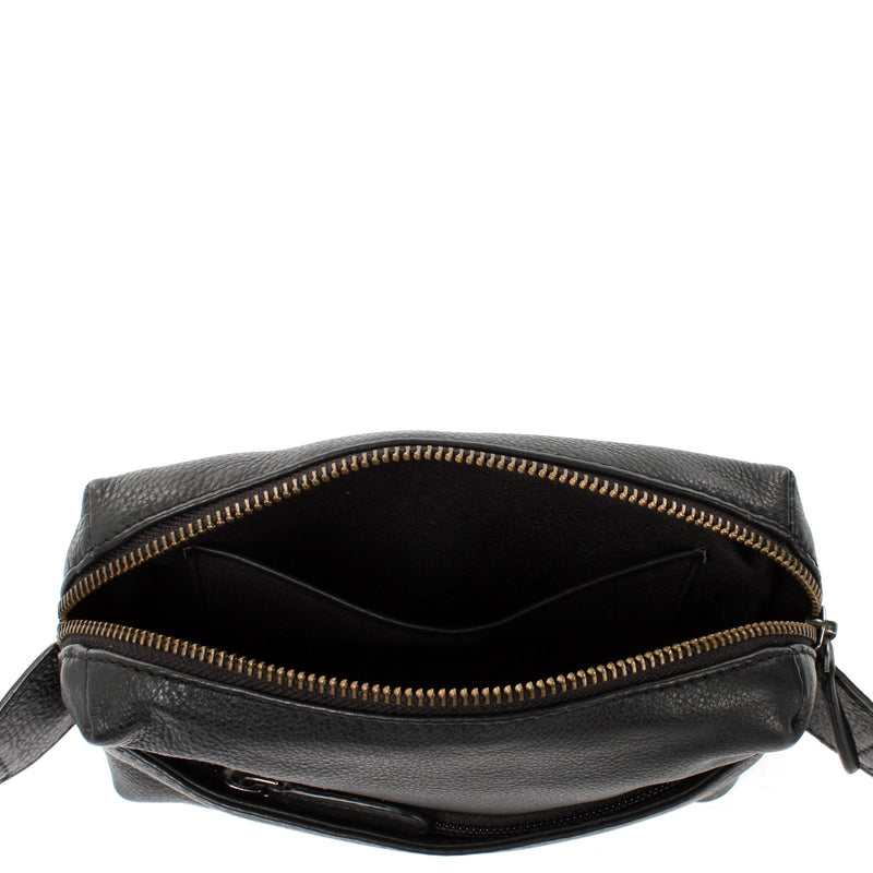 Leconi Gürteltasche Bauchtasche Hüfttasche Damen Herren Nappa Leder Schwarz LE9029