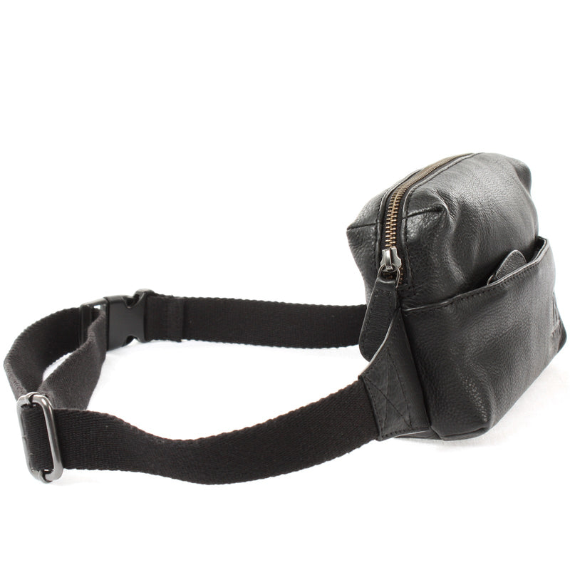 Leconi Gürteltasche Bauchtasche Hüfttasche Damen Herren Nappa Leder Schwarz LE9029