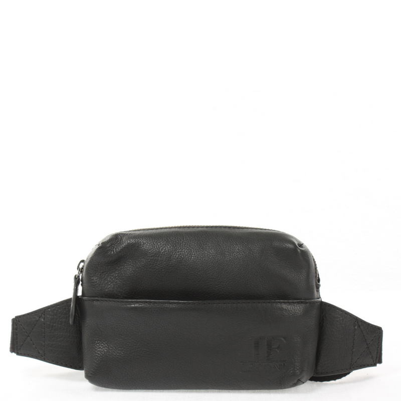 Leconi Gürteltasche Bauchtasche Hüfttasche Damen Herren Nappa Leder schwarz LE9029