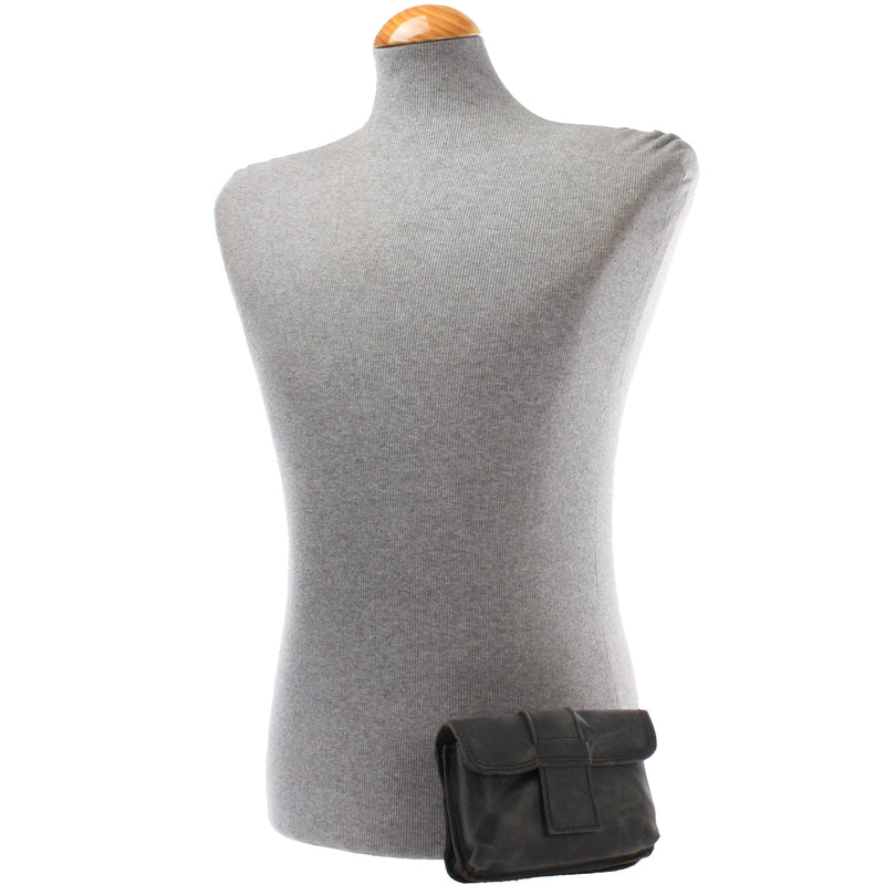 Leconi Gürteltasche Bauchtasche Hüfttasche Damen Herren Rindsleder Grau LE9005